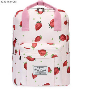 Naiste tekstiilist seljakott trükise ja embleemiga