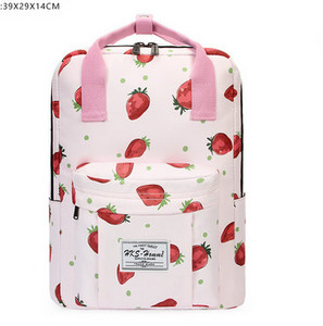 Naiste tekstiilist seljakott trükise ja embleemiga