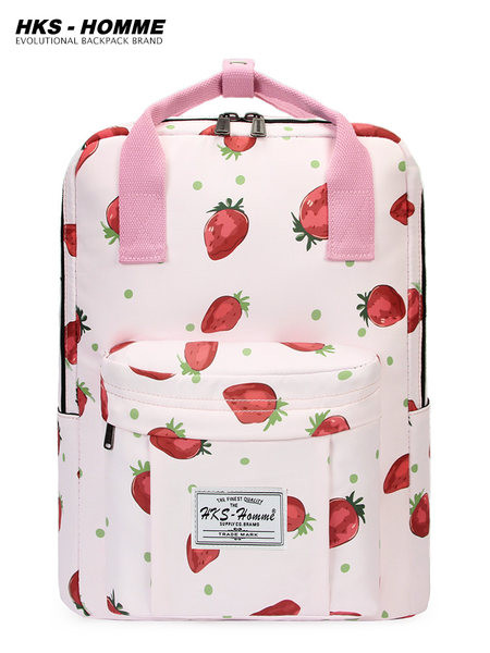 Naiste tekstiilist seljakott trükise ja embleemiga