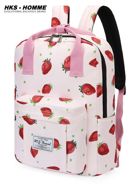 Naiste tekstiilist seljakott trükise ja embleemiga