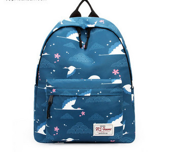 Γυναικείο σακίδιο πλάτης με μπροστινή τσέπη σε μπλε χρώμα