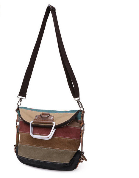 Ženski tekstilni ruksak u boji s metalnim ručkama