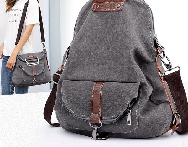 Naiste igapäevane metallist elemendiga tekstiilist seljakott