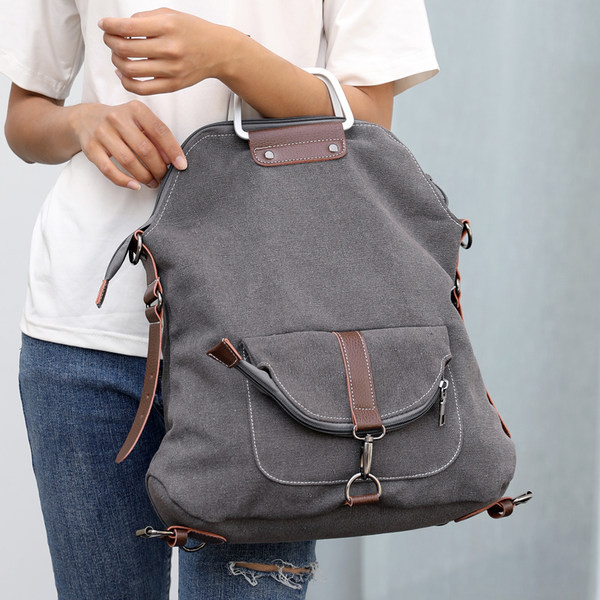 Naiste igapäevane metallist elemendiga tekstiilist seljakott