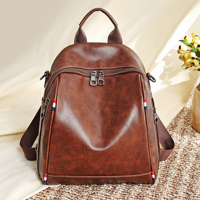 Γυναικείο σακίδιο πλάτης από οικολογικό δέρμα με φερμουάρ και δύο χερούλια