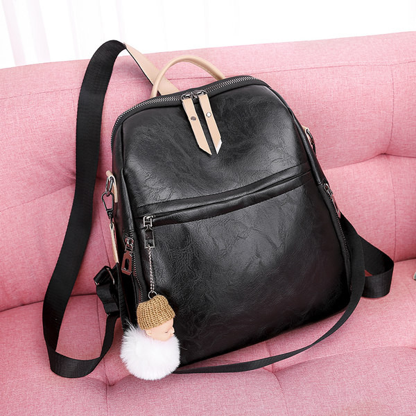 Ženski moderan ruksak od umjetne kože s patentnim zatvaračem