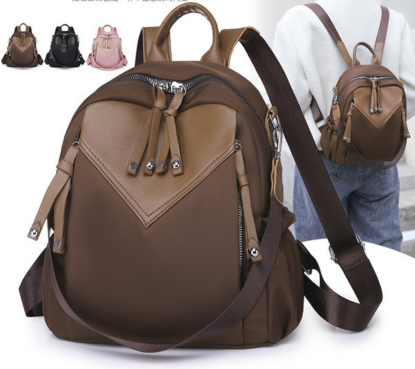 Γυναικείο σακίδιο πλάτης με δύο χερούλια από ύφασμα και οικολογικό δέρμα