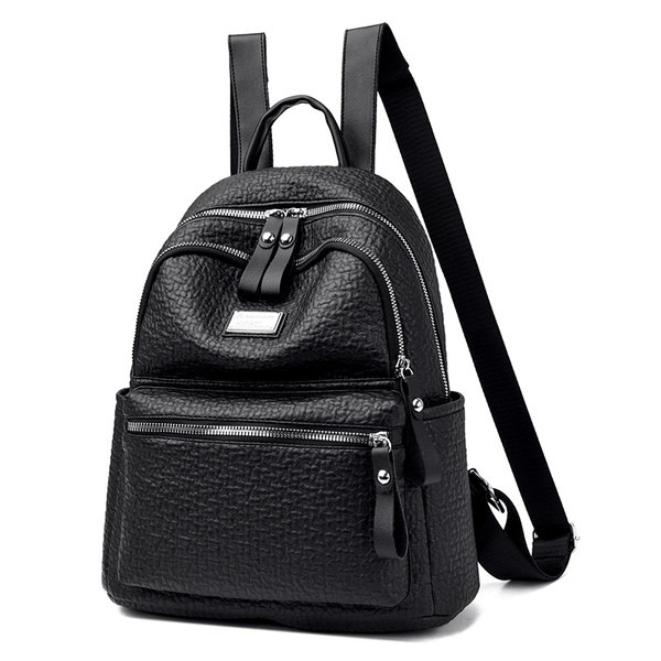 Svakodnevni ruksak od umjetne kože s crnim patentnim zatvaračima