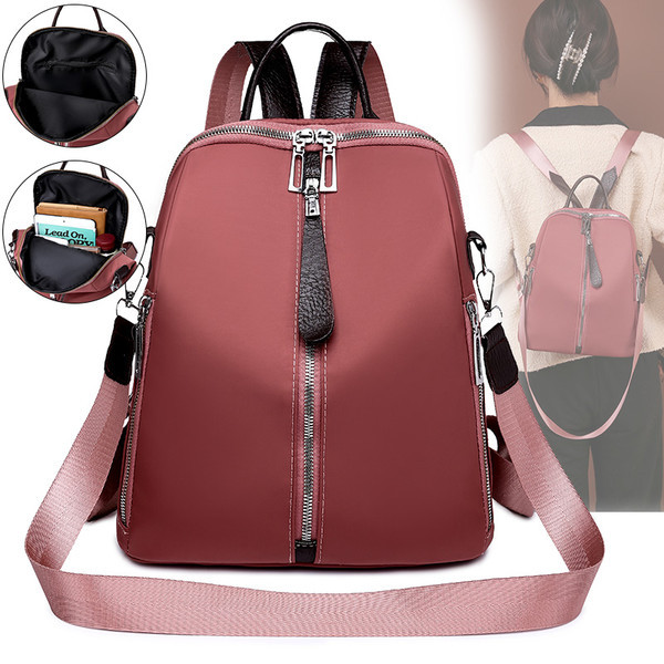 Ženski ruksak s prednjim patentnim zatvaračem i tekstilnom ručkom