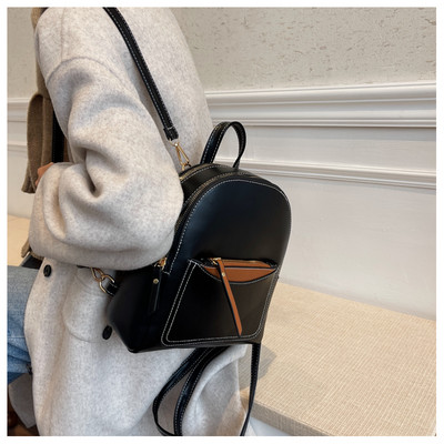 Μοντέρνο γυναικείο έκο δερμάτινο σακίδιο πλάτης με μπροστινή τσέπη