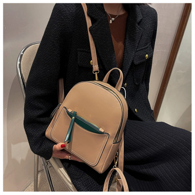 Μοντέρνο γυναικείο έκο δερμάτινο σακίδιο πλάτης με μπροστινή τσέπη