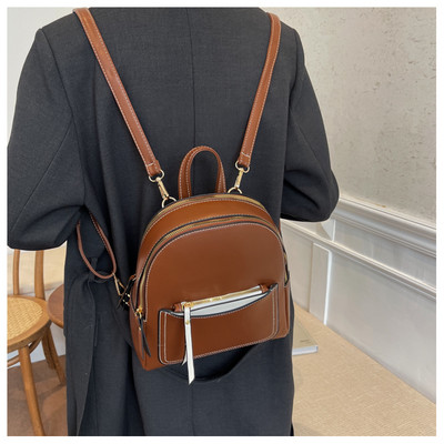 Μοντέρνο γυναικείο έκο δερμάτινο σακίδιο πλάτης με μπροστινή τσέπη