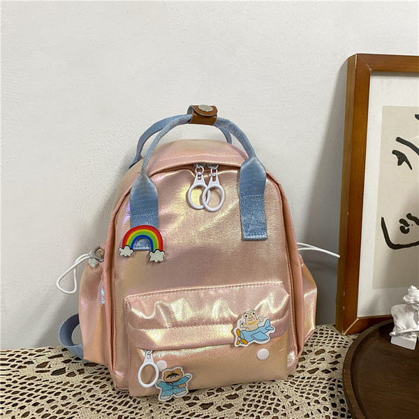 Υφασμάτινο σακίδιο πλάτης με λαμπερό εφέ και πολύχρωμες εφαρμογές