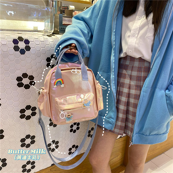 Υφασμάτινο σακίδιο πλάτης με λαμπερό εφέ και πολύχρωμες εφαρμογές