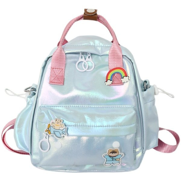 Υφασμάτινο σακίδιο πλάτης με λαμπερό εφέ και πολύχρωμες εφαρμογές