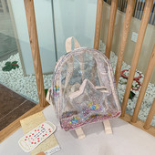 Naiste läbipaistev läikiva efektiga seljakott