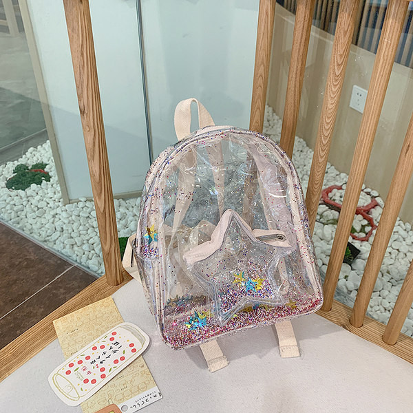 Naiste läbipaistev läikiva efektiga seljakott