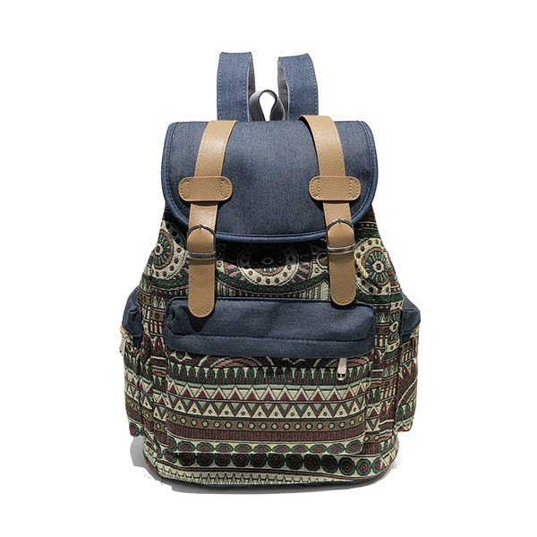 Naiste tekstiilist seljakott lipsude ja aplikatsiooniga