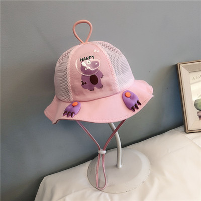 Παιδικό καλοκαιρινό καπέλο με τρισδιάστατη εφαρμογή και κορδόνια