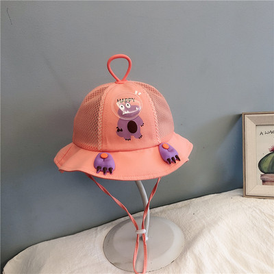 Παιδικό καλοκαιρινό καπέλο με τρισδιάστατη εφαρμογή και κορδόνια