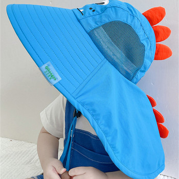 Бебешка слънцезащитна шапка с бродерия и връзки