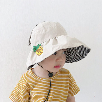 Детска шапка тип рибарска с връзки и 3D апликация