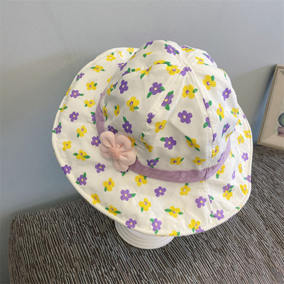Υφασμάτινο καλοκαιρινό καπέλο με λουλουδάτο μοτίβο