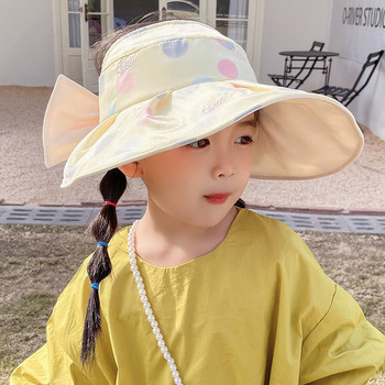Лятна детска шапка с панделка за момичета