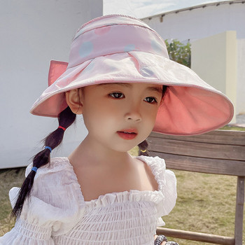 Лятна детска шапка с панделка за момичета