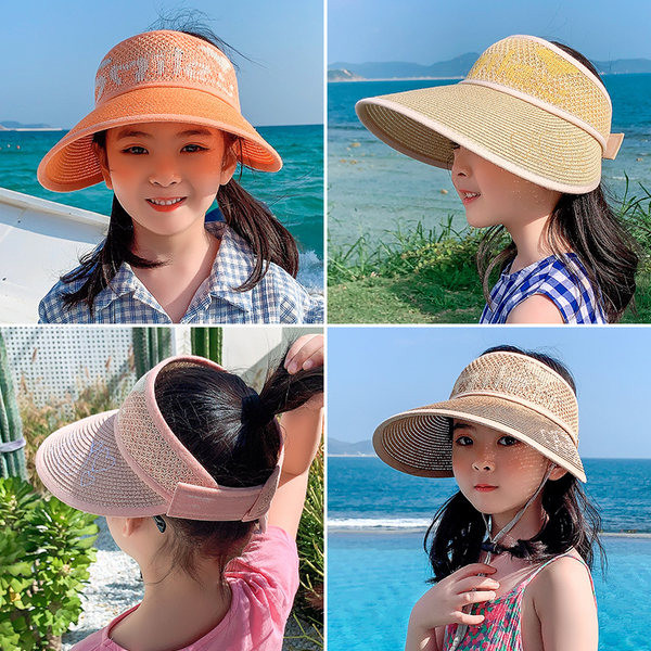 Ψάθινο καπέλο με γείσο για κορίτσια