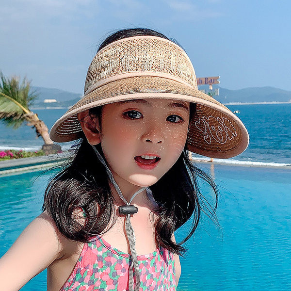 Ψάθινο καπέλο με γείσο για κορίτσια