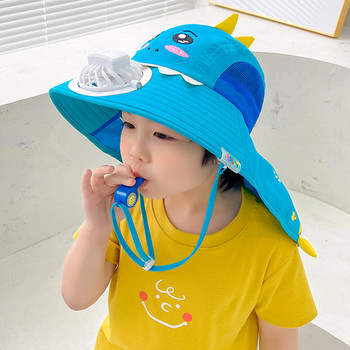 Слънцезащитна шапка тип рибарска с вентилатор и връзки