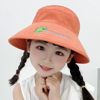 Лятна рибарска шапка за момичета с цветна бродерия
