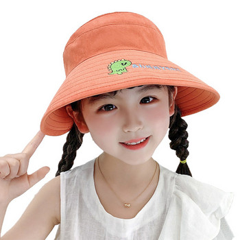 Лятна рибарска шапка за момичета с цветна бродерия