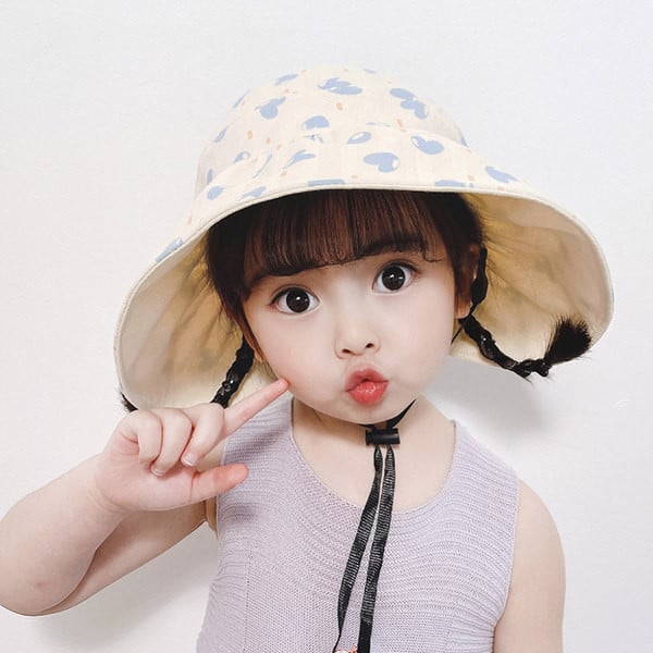 Παιδικό καπέλο με περιφέρια και κορδόνια για κορίτσια