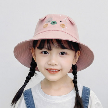 Детска шапка тип рибарска с цветна бродерия