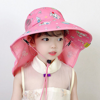 Детска шапка с периферия и връзки-за момичета