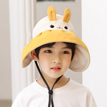 Παιδικό καλοκαιρινό καπέλο με περιφέρεια 3D εφαρμογή και κορδόνια
