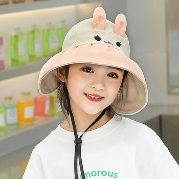 Παιδικό καλοκαιρινό καπέλο με περιφέρεια 3D εφαρμογή και κορδόνια