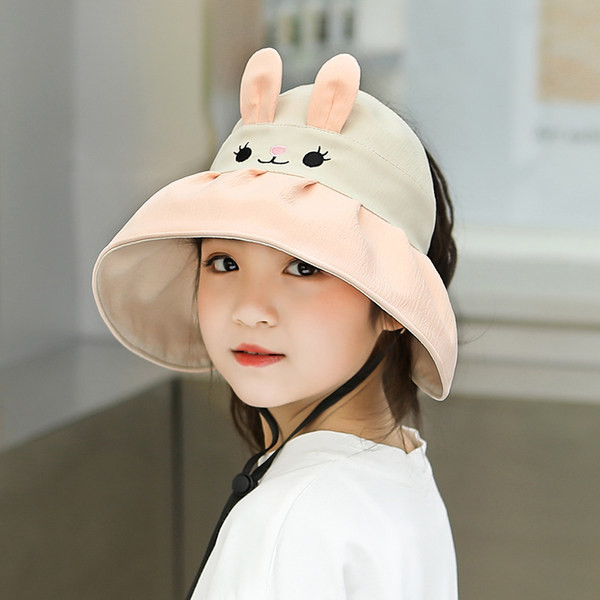 Παιδικό καλοκαιρινό καπέλο με περιφέρεια 3D εφαρμογή και κορδόνια