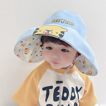 Детска слънцезащитна шапка с голяма периферия и апликация