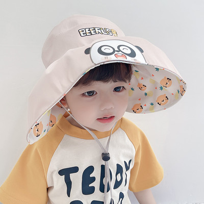 Suure ääre ja aplikatsiooniga päikesekaitsemüts lastele