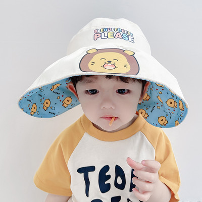 Suure ääre ja aplikatsiooniga päikesekaitsemüts lastele