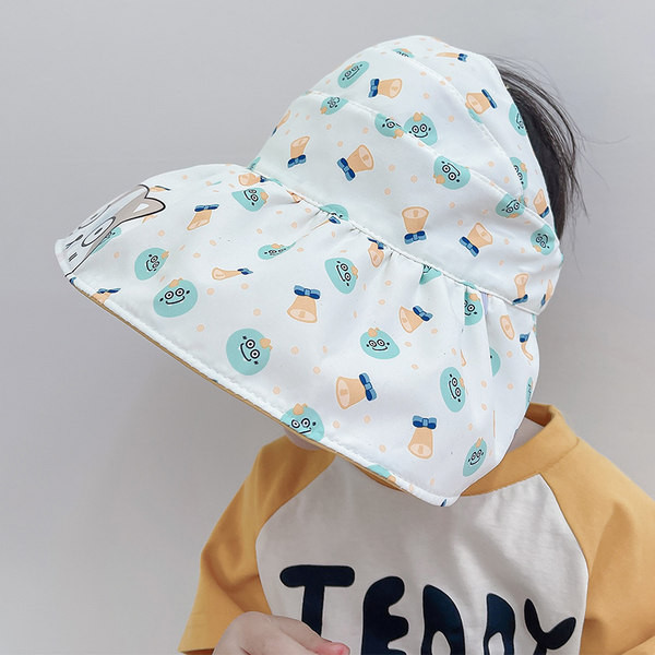 Suure ääre ja aplikatsiooniga päikesekaitsemüts lastele