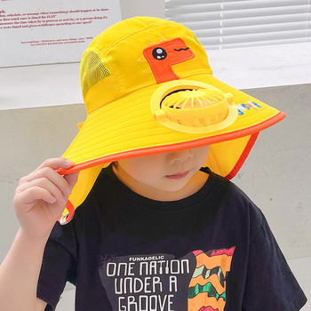 Лятна детска слънцезащитна шапка с вентилатор и апликация