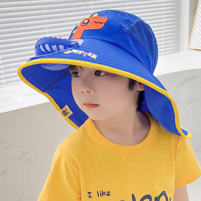 Suvine laste päikesekaitsemüts lehviku ja aplikatsiooniga