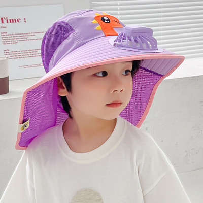 Suvine laste päikesekaitsemüts lehviku ja aplikatsiooniga