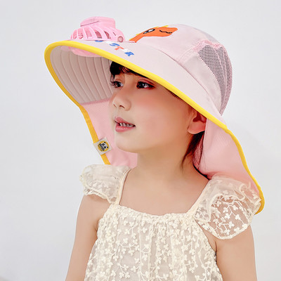 Suvine laste päikesekaitsemüts lehviku ja aplikatsiooniga