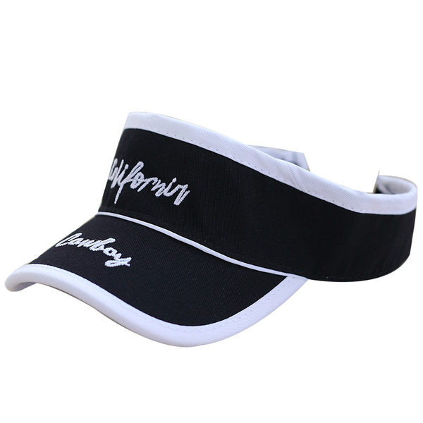 Suvine tekstiilist visiir tikitud kirjaga