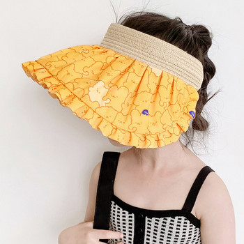 Лятна слънцезащитна шапка с голяма периферия и флорални мотиви